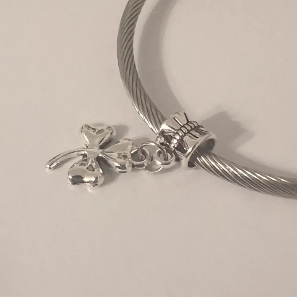 Silver Three Leaf Clover Dangle Lucky Charm for Pandora‎ Style Bracelet